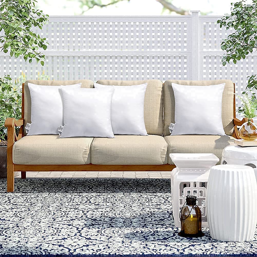 JOTOM Outdoor Cushion Inserts 45x45cm Waterproof Premium Cushion Inner Pads 18"x18" Pillow Filling Set of 4 Decorative Square Pillow Inserts Sofa Pillow Stuffer Patio Garden Blench Couch Bed Cushions