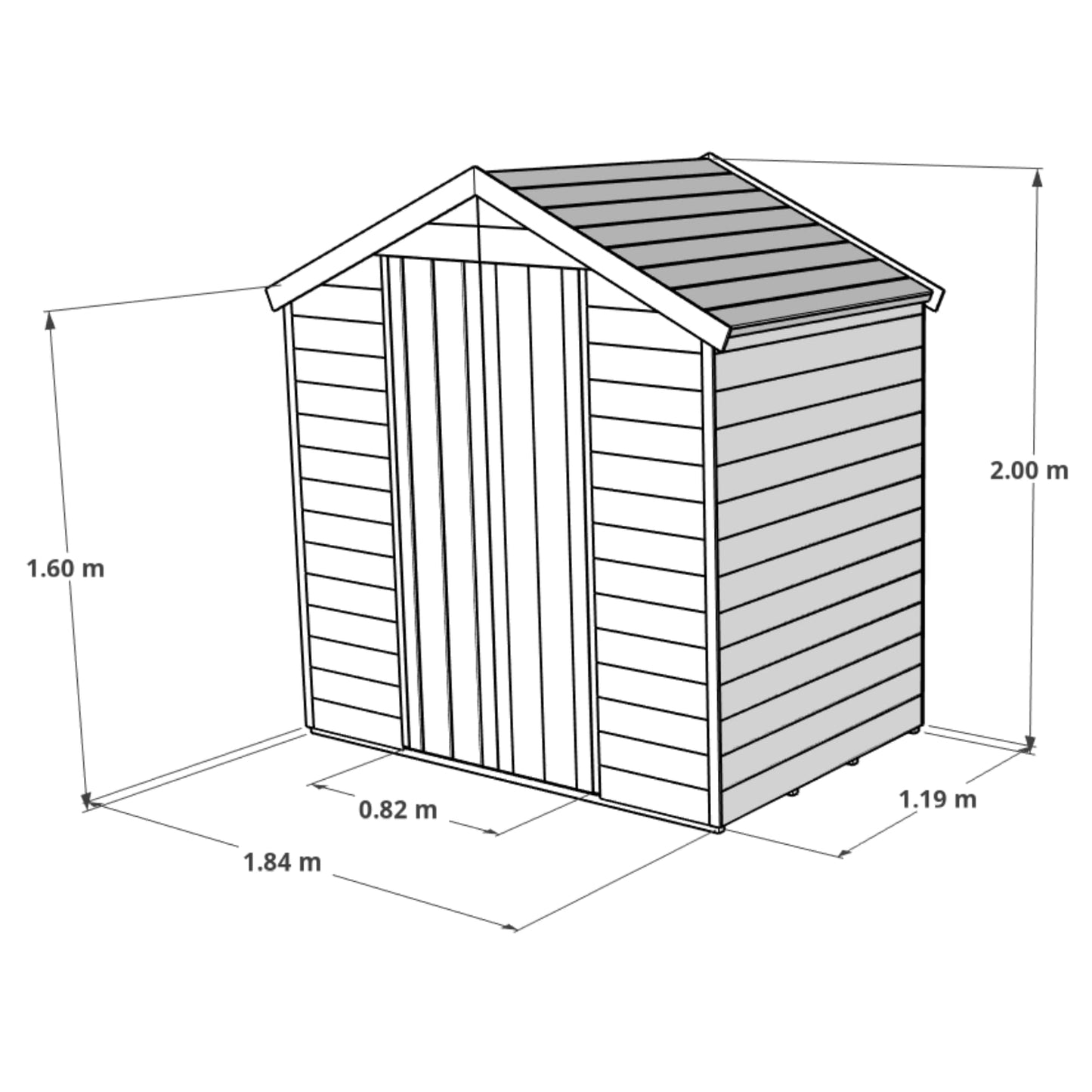 BillyOh Keeper Overlap Garden Shed with Floor | Wooden Garden Storage Shed with Apex Roof & Felt Included | Windowed or Windowless- Multiple Sizes (4x6 Windowless)