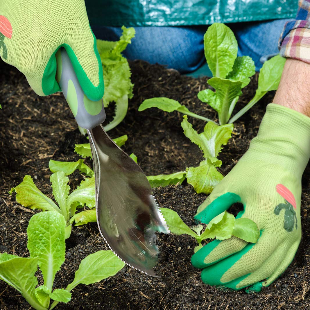 Jardineer Multi-Use Soil Scoops, Stainless Steel Garden Trowel, All-in-One Dirty Little Digger as Cultivator, Weeder, Transplanter