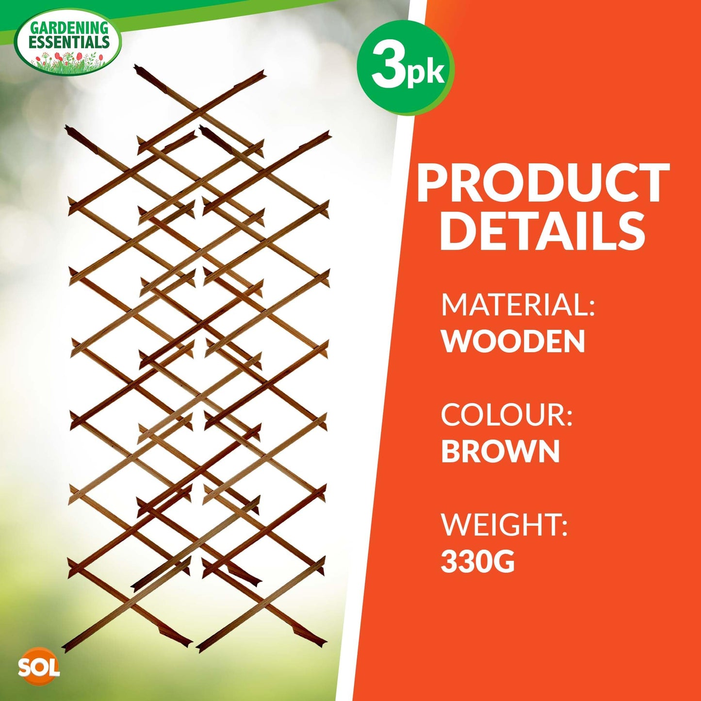 SOL 3pk Garden Trellis for Climbing Plants, 150cm x 30cm Expanding Garden Trellis for Fences, Walls & Planters, Durable Support, Withstand Weather Conditions, Ideal for Landscape & Decorations