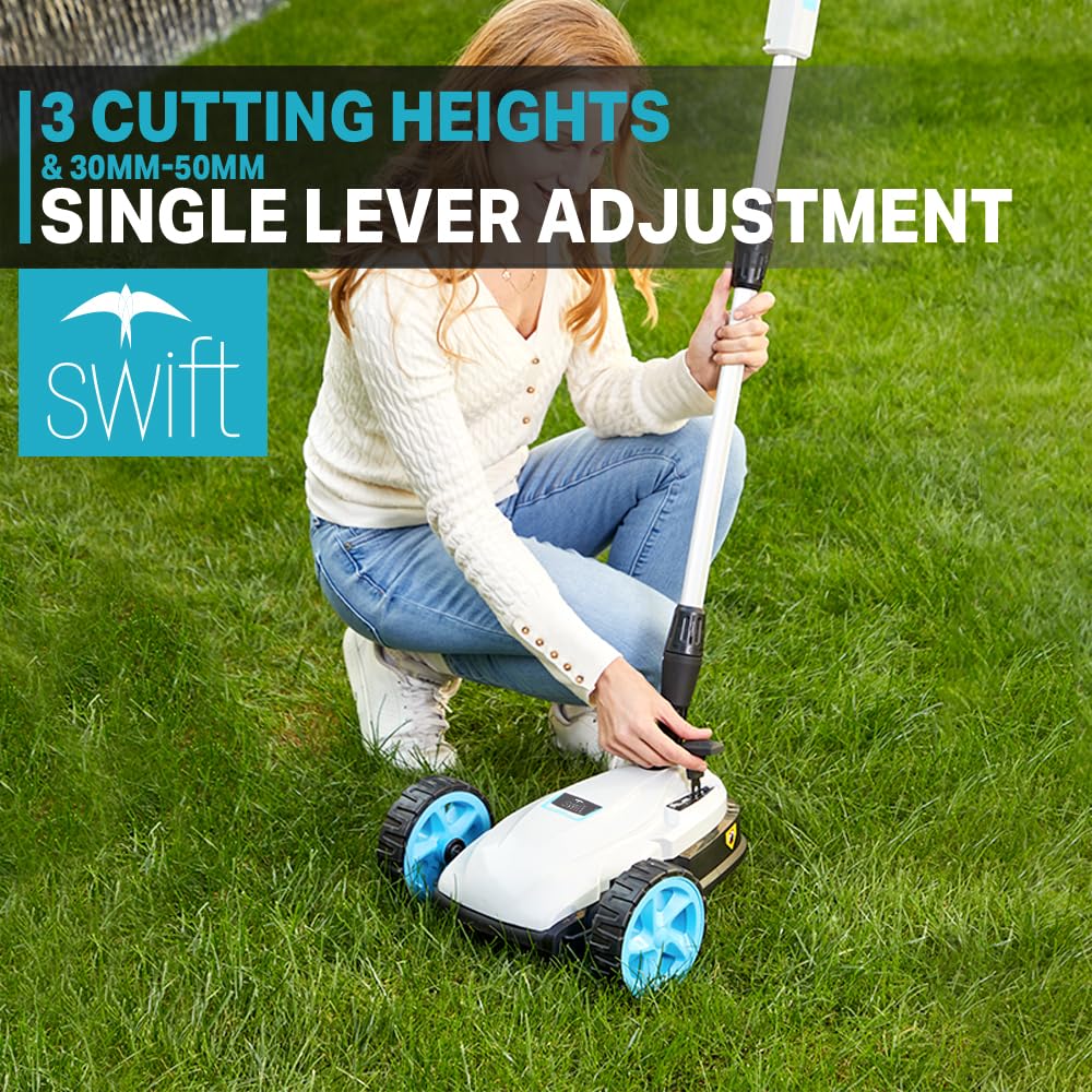 swift 40V 22cm Cordless Brushless Small Lawnmower, Lightweight and Compact, with Super-Mulching blade (Battery & Fast Charger Included)