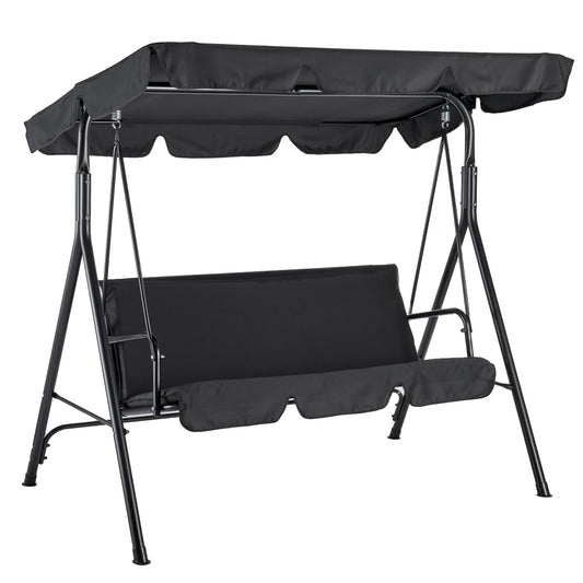 Outdoor Garden Swing Bench with Padded Seat and Water Resistant Shade Canopy 3 Seat Patio Swinging Bench for Garden Yard Outside