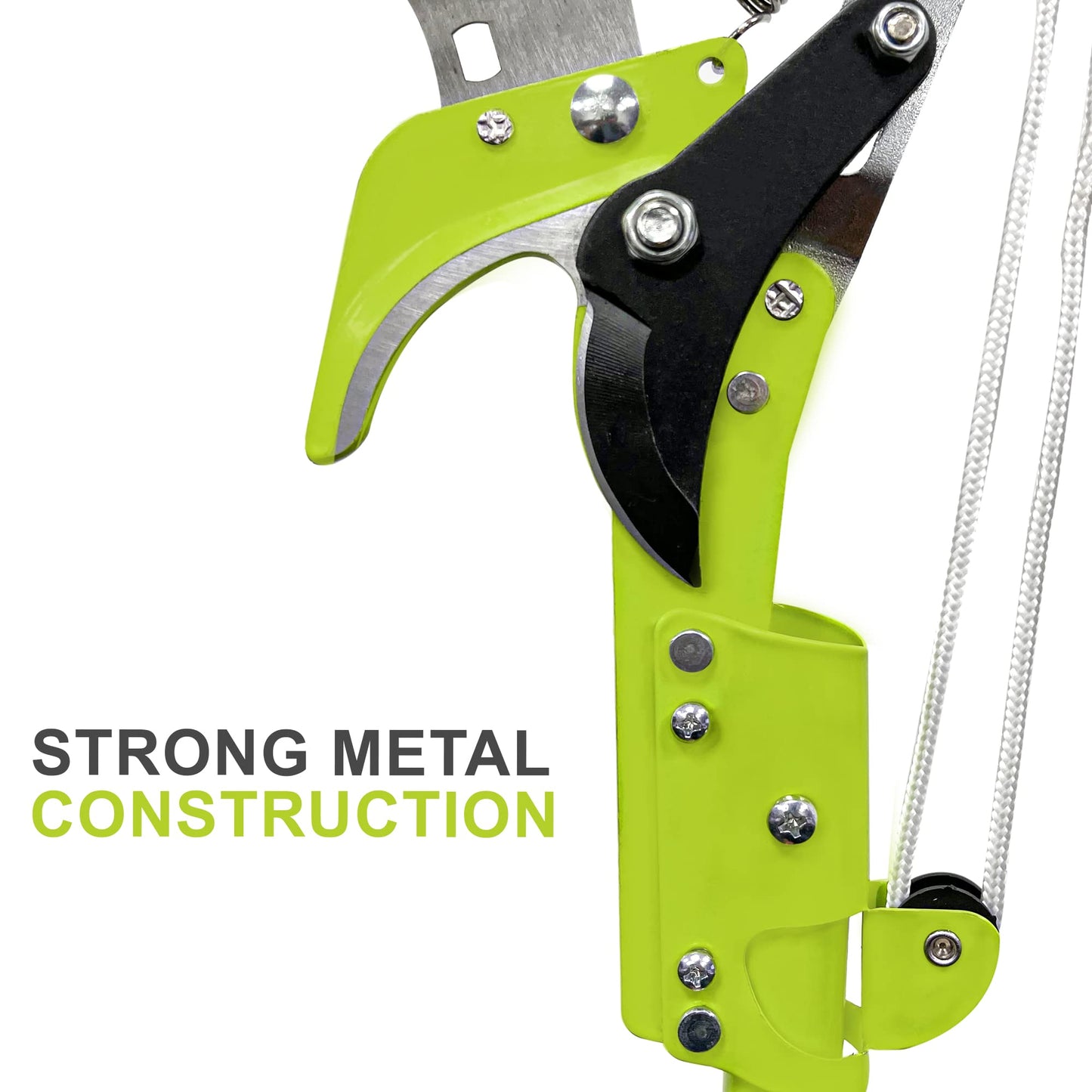 Crystals Garden Telescopic Tree Pruner, Extendable Ratchet Pulley Pole Hand Lopper Scissor, Gardening Heavy Duty Long Reach Tree Loppers Telescopic, Extending Tree Pruning Branch Metal Cutter_30cm Saw