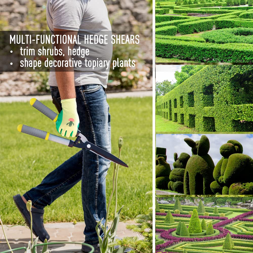 Colwelt Hedge Shears 53cm, Hedge Clippers for Trimming Borders, Boxwood, and Bushes, Hedge Gardening Shears with Carbon Steel Sharp Blades & Ergonomic Comfortable Handle