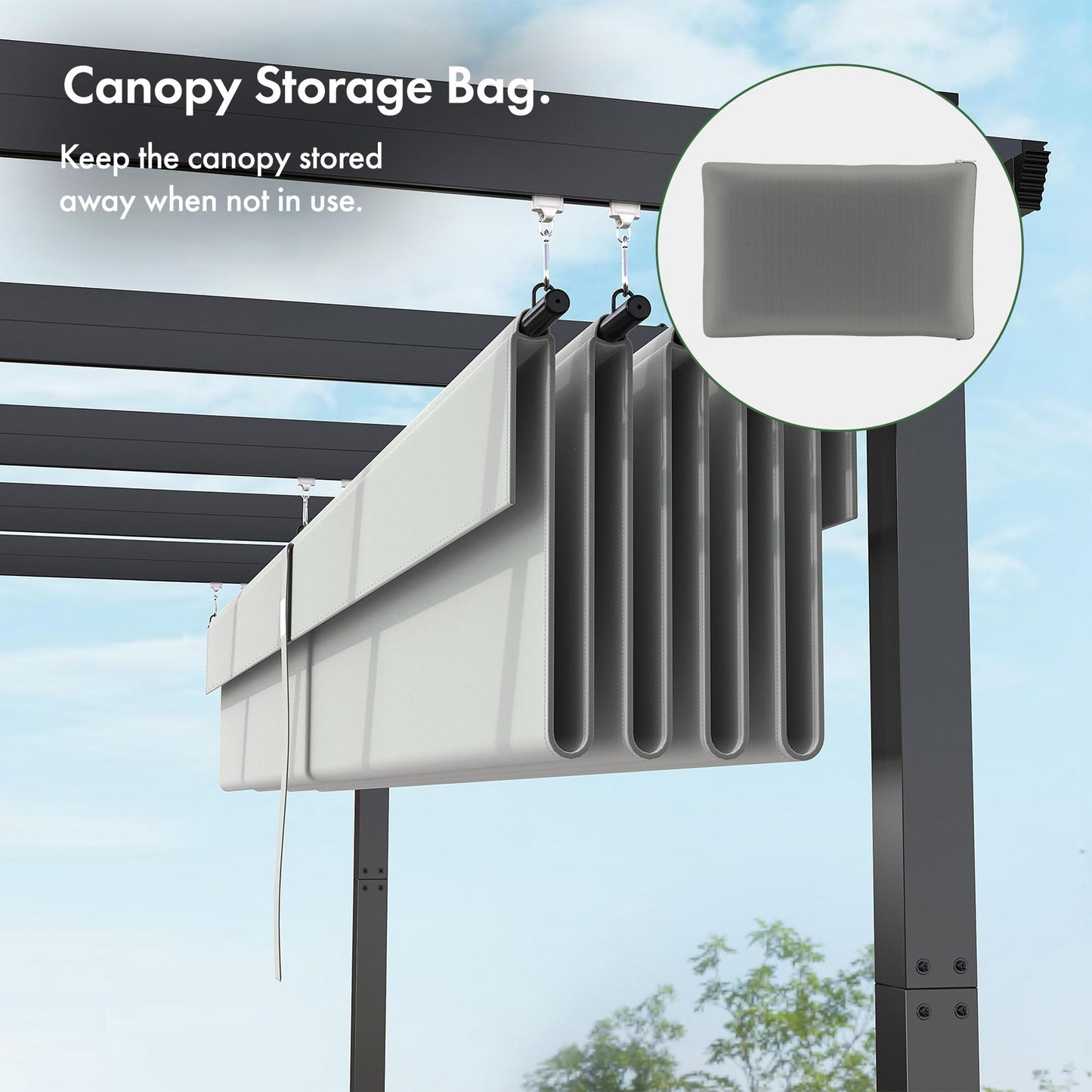 VonHaus Pergola with Retractable Roof 3 x 3 x 2.2m – For Garden, Outdoor, Patio – Weatherproof, Removable Polyester Canopy, Carry Bag for Canopy, 2 Person Assembly, Powder Coated Steel Material