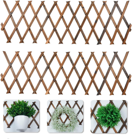 yeesport Wood Expandable Plant Trellis, 2 Pieces, Coffee Color, Rectangular, Plant Support Fence for Climbing Plants, Wall Decor Hanging Frame for Room Garden Patio Indoor Outdoor