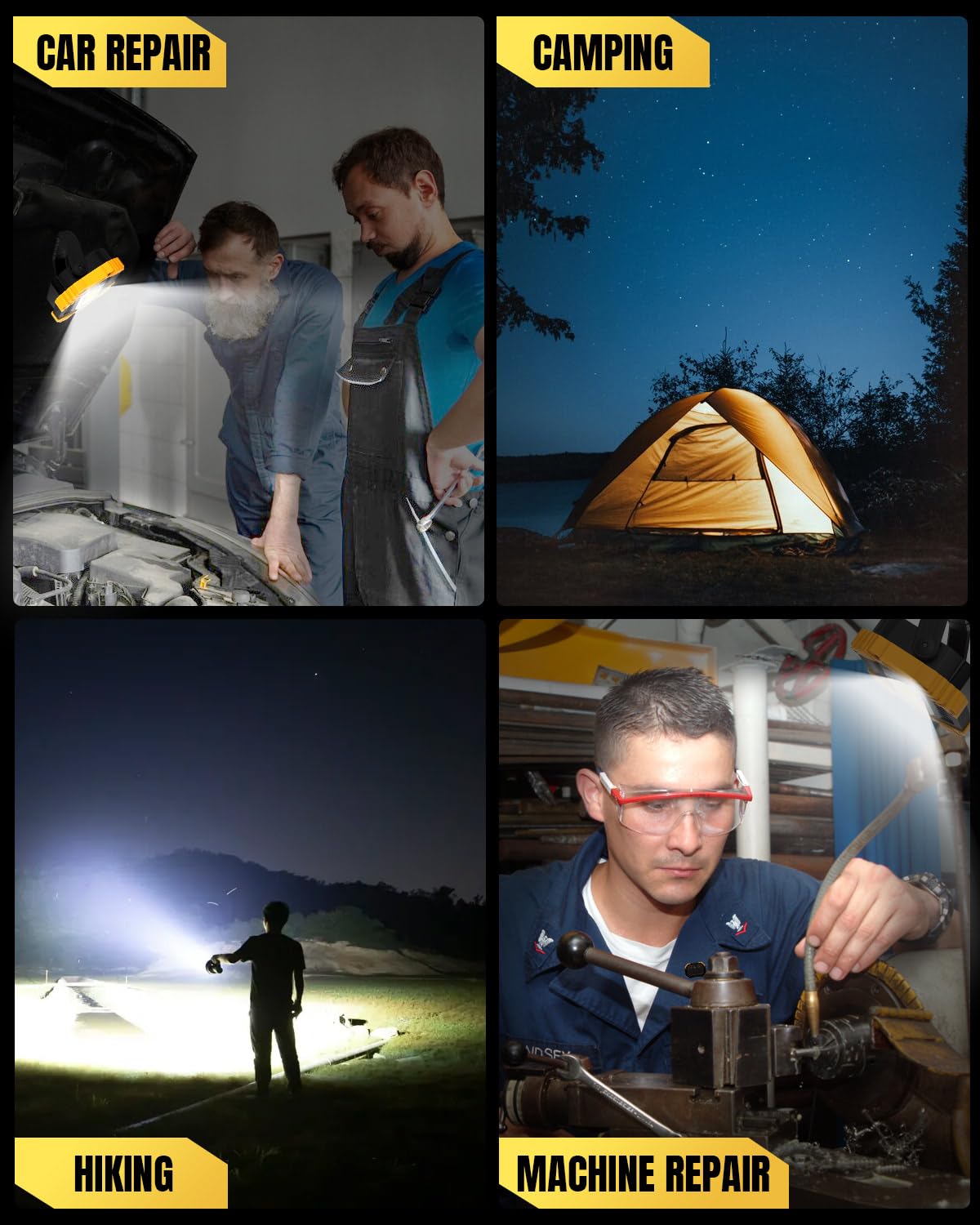 KALAHOL 2025 Upgraded 30W LED Rechargeable Work Light with Digital Display, 2500LM Super Bright Outdoor COB Floodlight with 7 Modes, IP65 Emergency Security Light with USB for Garage Camping Hiking