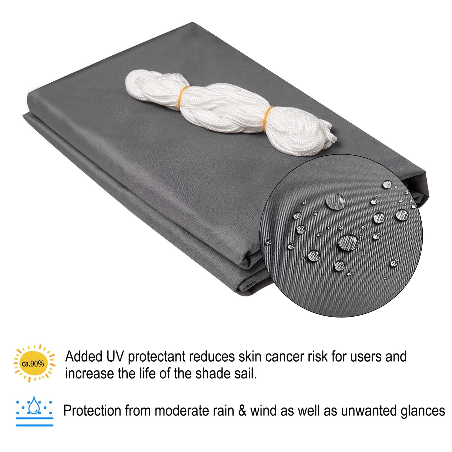 WOLTU Sun Shade Sail 2.5x2.5x3.5 m Right Angle Water Resistant Sail Shade Polyester UV Block with Free Rope Sunscreen Awning Canopy for Outdoor Garden Patio Yard Party,Grey