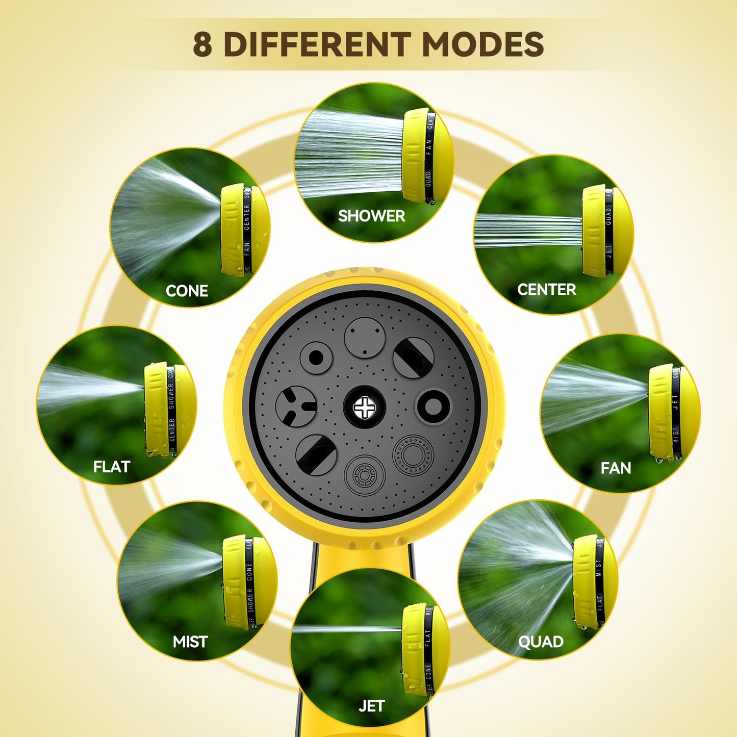 VOXON Hose Pipe Spray Gun with 8 Adjustable Patterns, Garden Hose Spray Gun High Pressure Hose Gun Perfect for Car, Pet Washing, Cleaning and Garden Watering