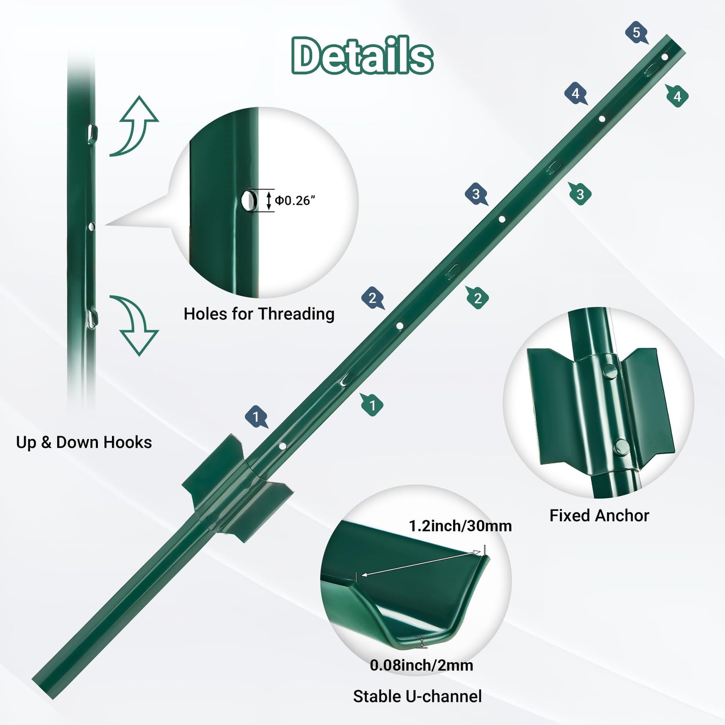Toriexon Metal Fence Posts – 3ft Heavy Duty (10 Pack)