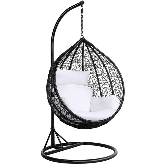 Yaheetech Rattan Swing Chair Garden Patio Hammock Chair Hanging Chair With Cushion Outdoor & Indoor Black