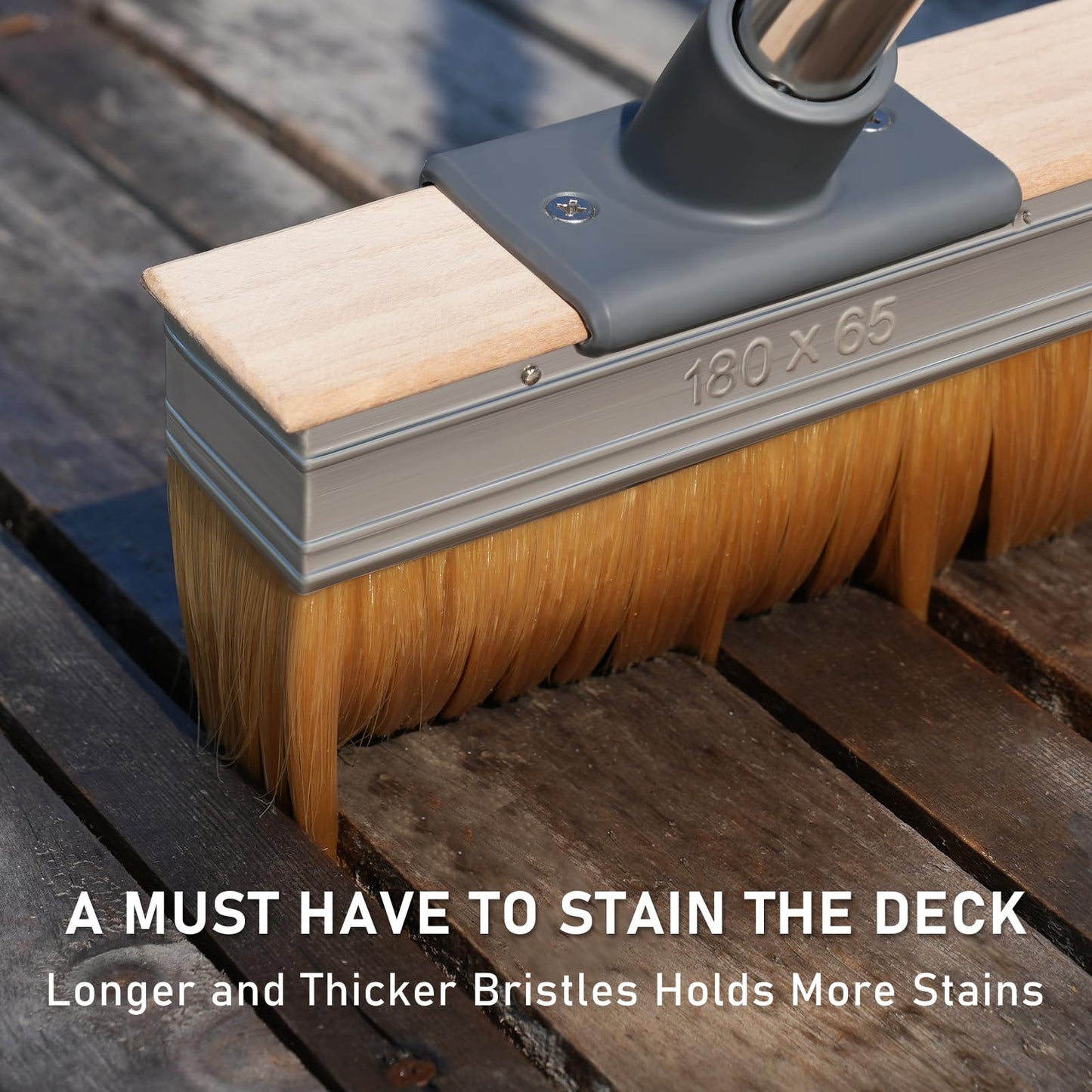 Mitclear Deck Stain Applicator with Long Handle(59IN), 7IN Decking Paint Brush with Thick Bristles, Block Staining Brushes for Outdoor Wood Floor Fence, Deck Coating, Oil Staining, Decking Paint Stain