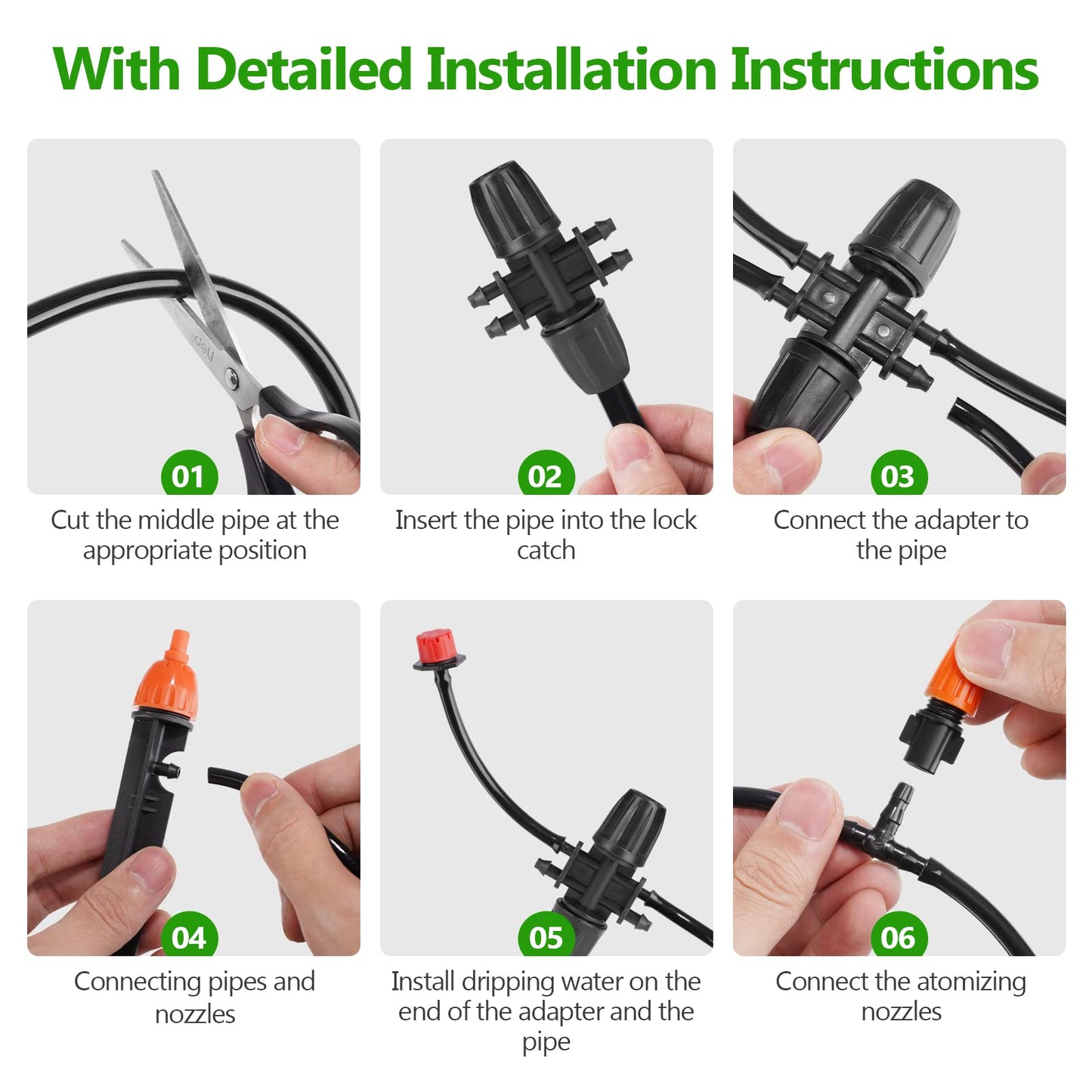 Drip Irrigation System, 280 Pcs Micro Drip Irrigation Kit, 147FT/45m Drip Irrigation Hose with Adjustable Nozzle Dripper Sprayer, Automatic Irrigation Garden Plant Watering Kit for Lawn, Garden, Patio