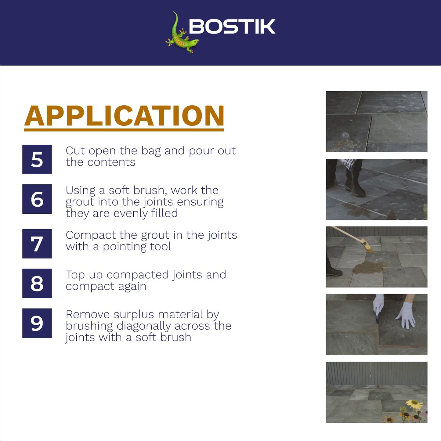 Bostik Patio Grout, Easy to Use, Alternative to Traditional Cement, for Filling and Sealing Joints, Colour: Natural, 6kg