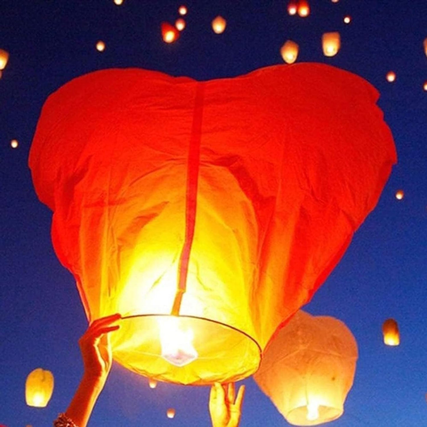 Sky Chinese Lanterns 10Pack Sky Lanterns to Release in Memory Love Color Large Memorial Paper Lanterns Birthday Wedding Funeral Christmas to Make Wishes (Red Heart)