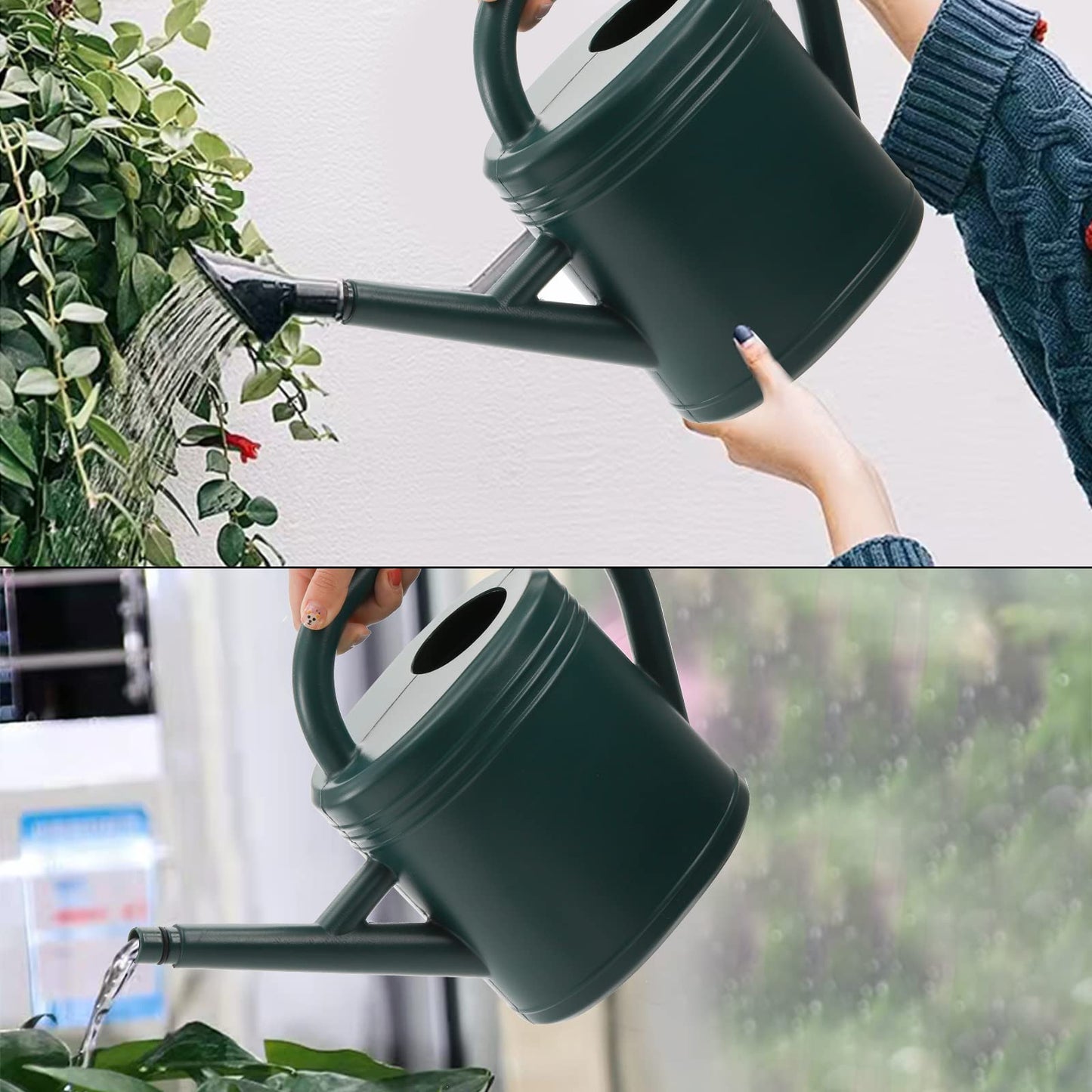 ZOOFOX Green 1 Gallon Plastic Watering Can with Detachable Sprinkler Head for Indoor, Outdoor, and Garden Plants