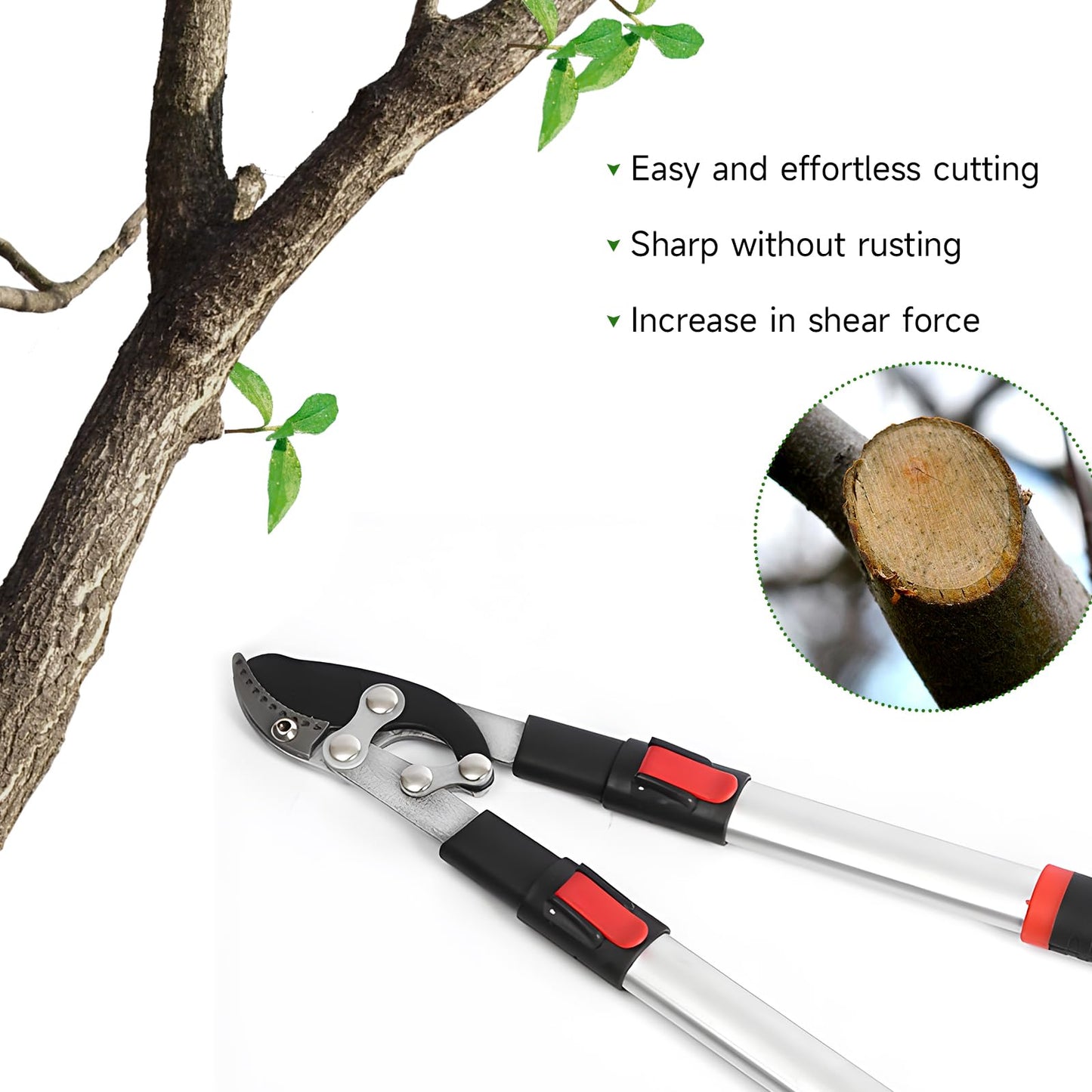 Professional Anvil Branch Lopper, Heavy Duty Tree Cutter Trimmer, Premium Compound Action Lopper with Telescopic Handles, Sharp SK5 Steel Blade, Extendable Garden Cutters, 21 to 30 Inches