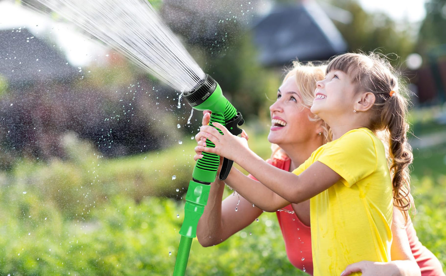 HOMOZE Garden Hose Pipe Expandable Garden Hose with 3/4", 1/2" Fittings, Anti-Leakage - Flexible Expanding Hose with 7 Function Spray Nozzle (50FT, Green)