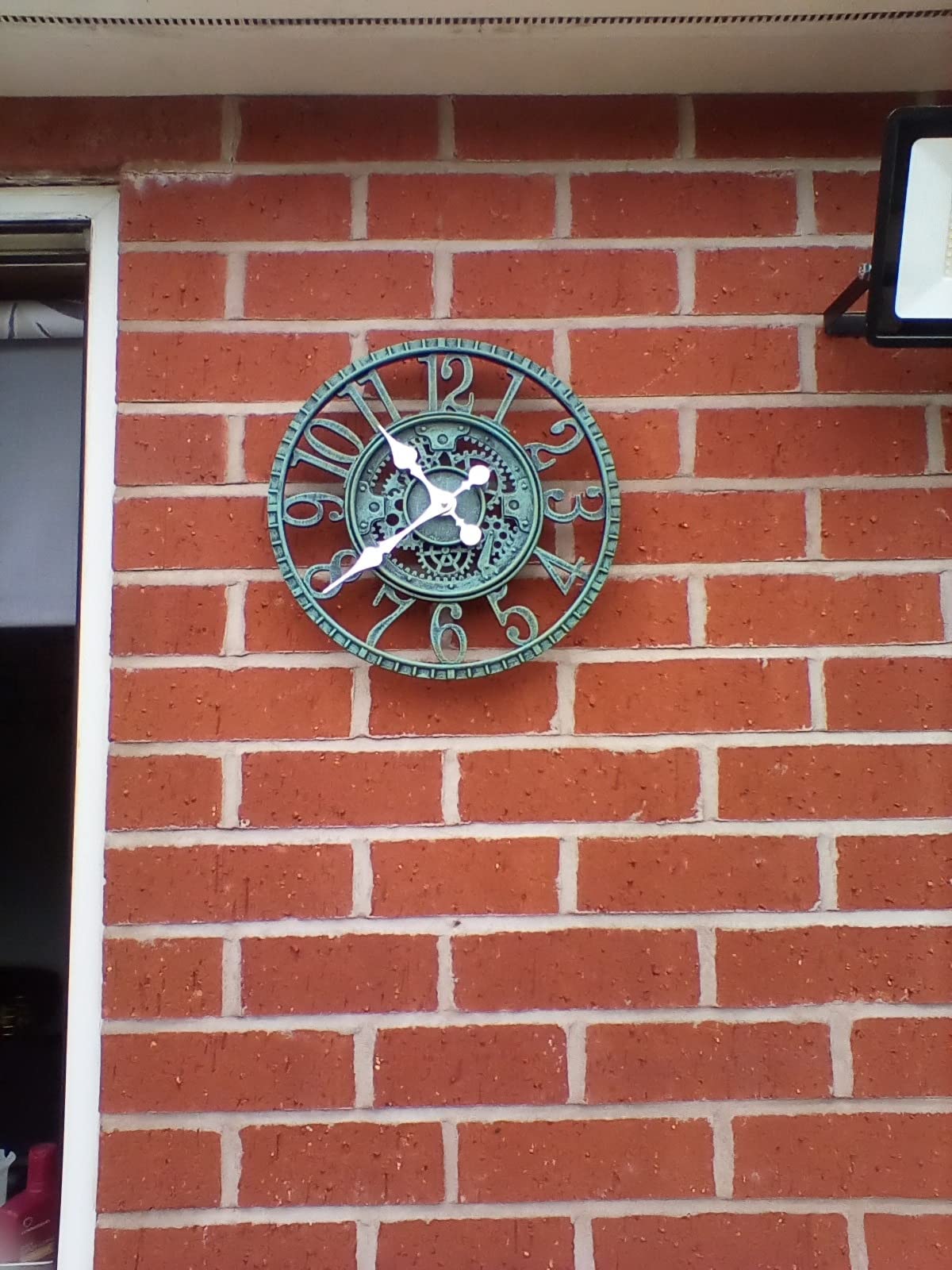 Taodyans Outdoor Wall Clock 12 in Outside Waterproof Garden Clock Quartz Battery Operated Round Clocks Retro Home Kitchen Living Room Decor Clocks -Not Silent (Turquoise)