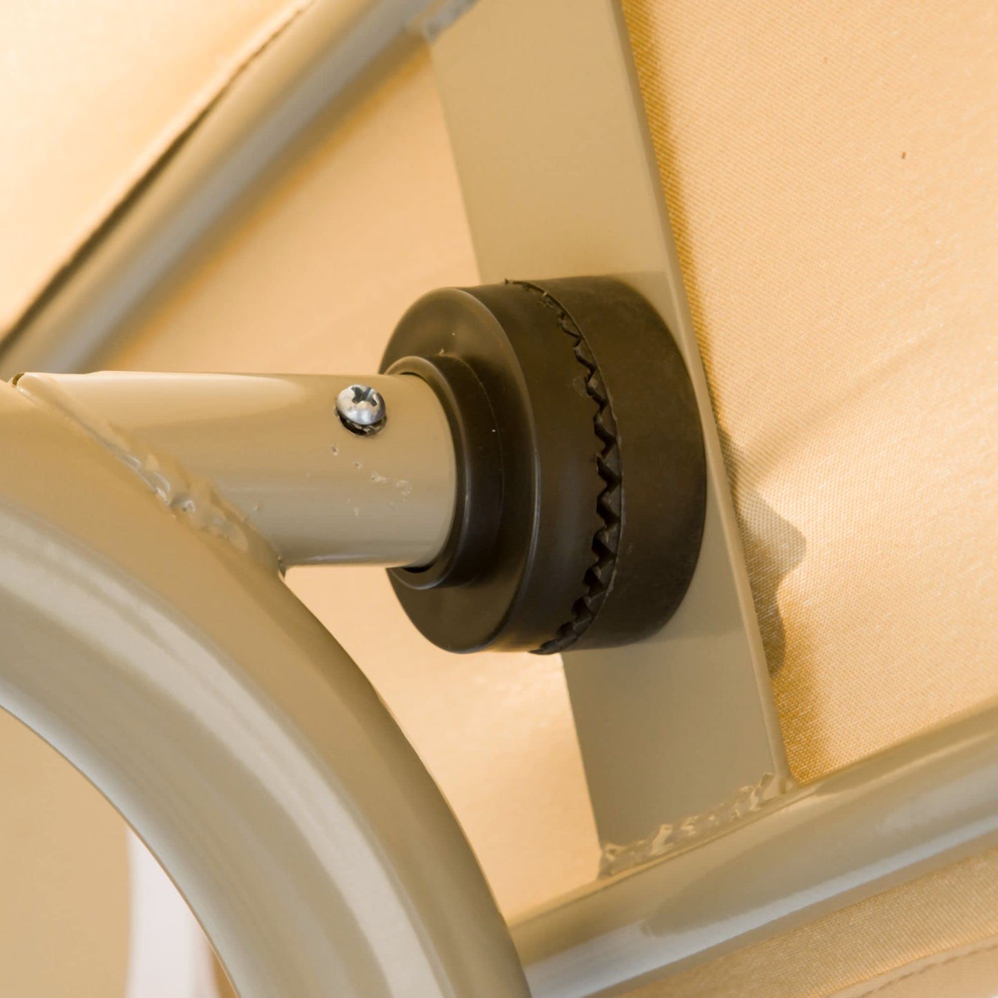 Outsunny 3 Seater Garden Swing Chair Patio Swing Bench with Tilting Canopy, Removable Cushion, Light Brown Top, Brown