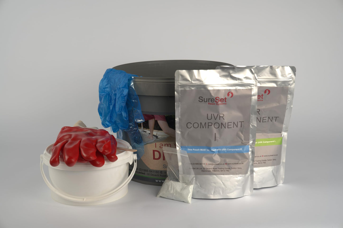 SureSet DIY Kits for Resin Bound paving: 1m² at 16mm depth, in various colours. Perfect for small projects like patios, paths, or logo designs. (Caramel)