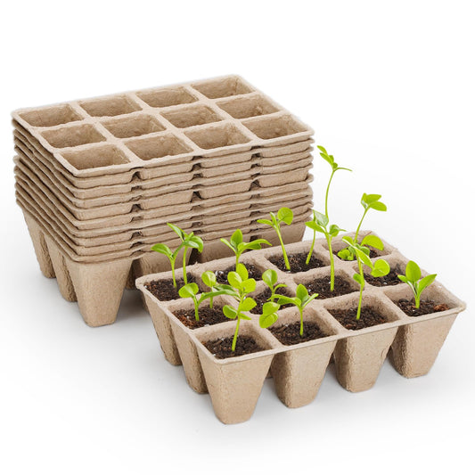 GOTVUGE 10 Packs Seedling Starter Trays 120 Cells, Peat-Free Biodegradable Seed Germination Trays Plant Starter Pots for Seedlings