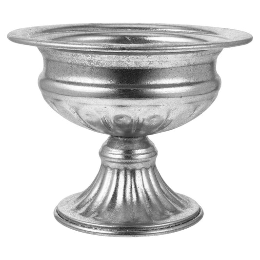 Happyyami Metal Wedding Trumpet Vase Stand Silver Urn Vase Troman Planter Pot Tabletop Wedding Centerpieces Vase Flower Arrangement Pot Easter Party Decoration