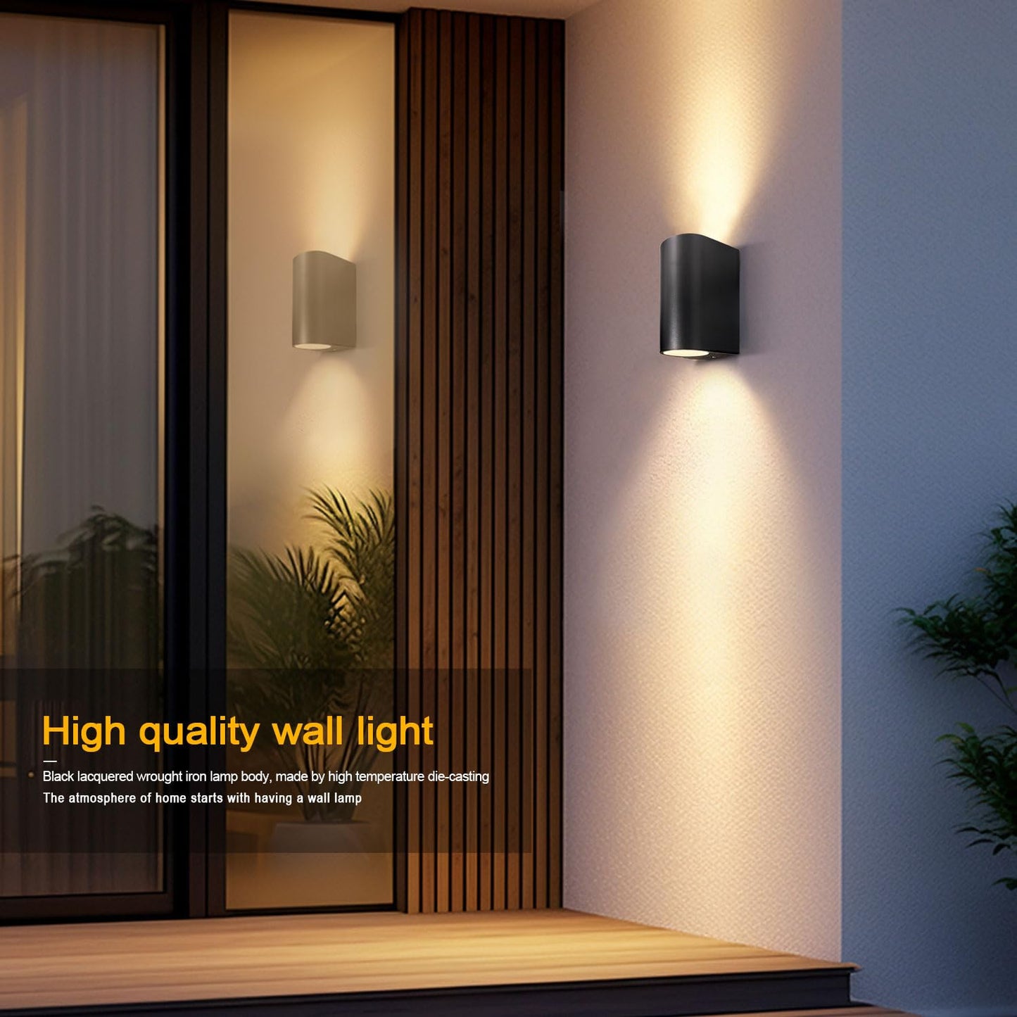 EXTRASTAR Outdoor Wall Lights, GU10 Base Up Down Exterior Wall Sconce, IP44 Waterproof Outside Wall Lights Aluminum Black for Garden, Patio, Garage, Porch, and so on（Bulbs not Include）