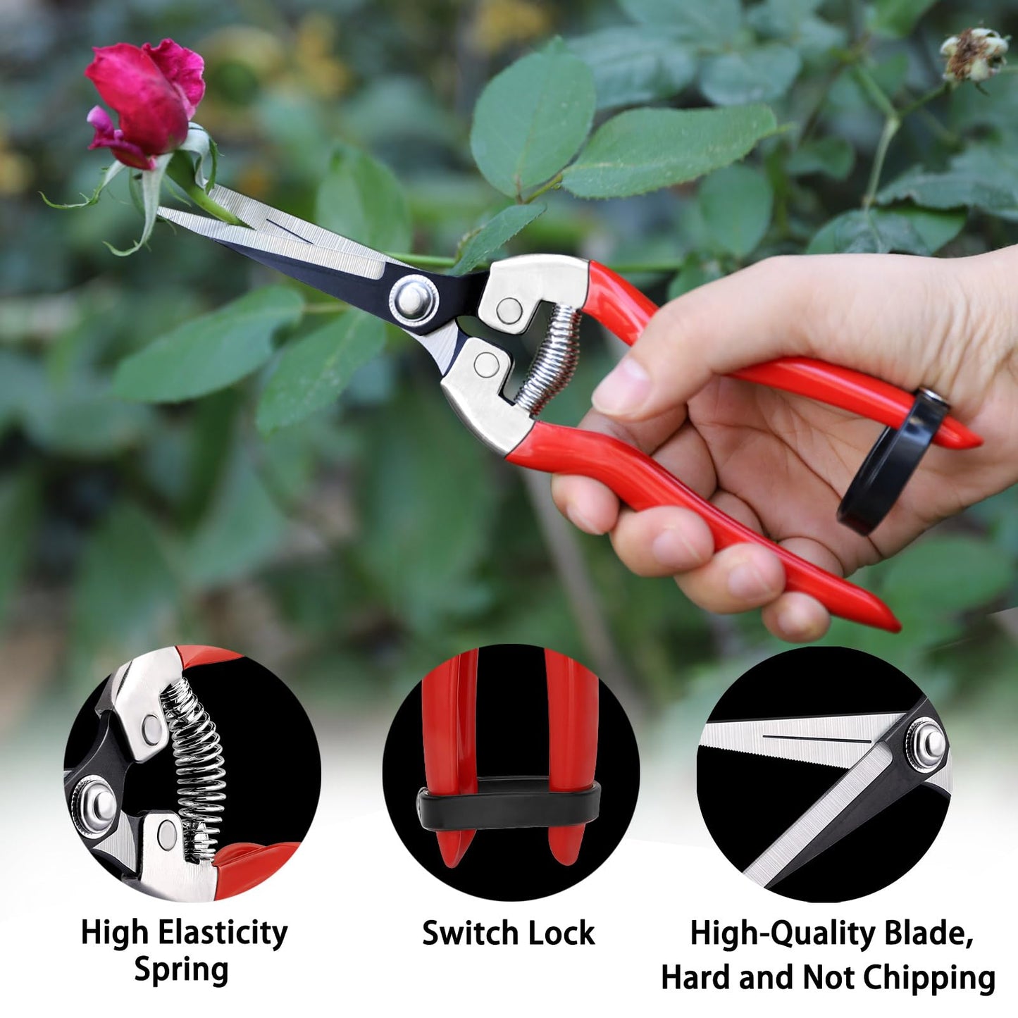 Kynup Garden Secateurs, 3 Pack Professional Secateurs Kit with Garden Gloves, Stainless Steel Sharp Pruner, Pruning Hand Tools Scissors Kit, Trimming Tool