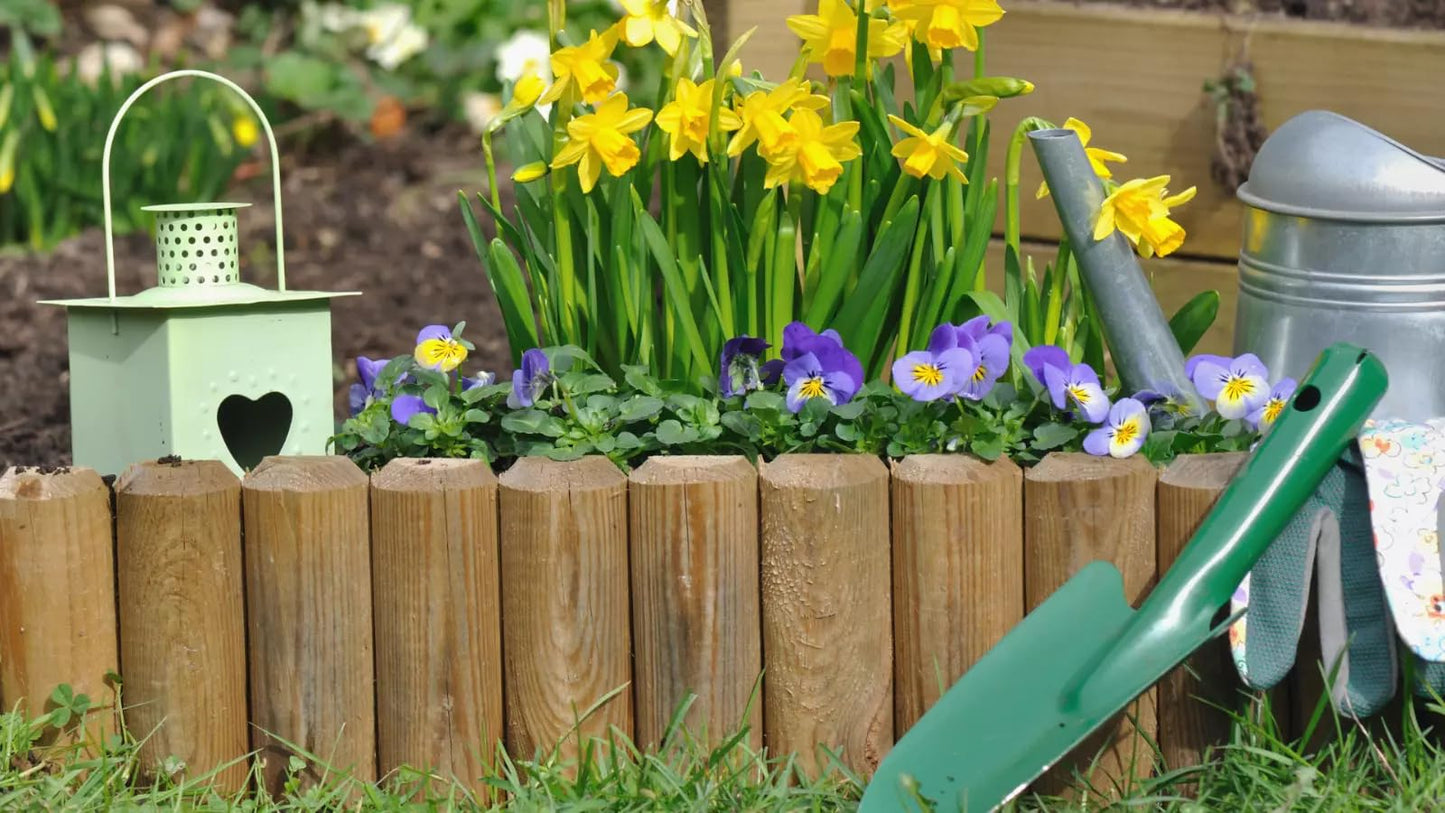 Natural Wooden Border Edging Roll Flexible Garden Fence, 1.0m x 15cm (pack of 5)