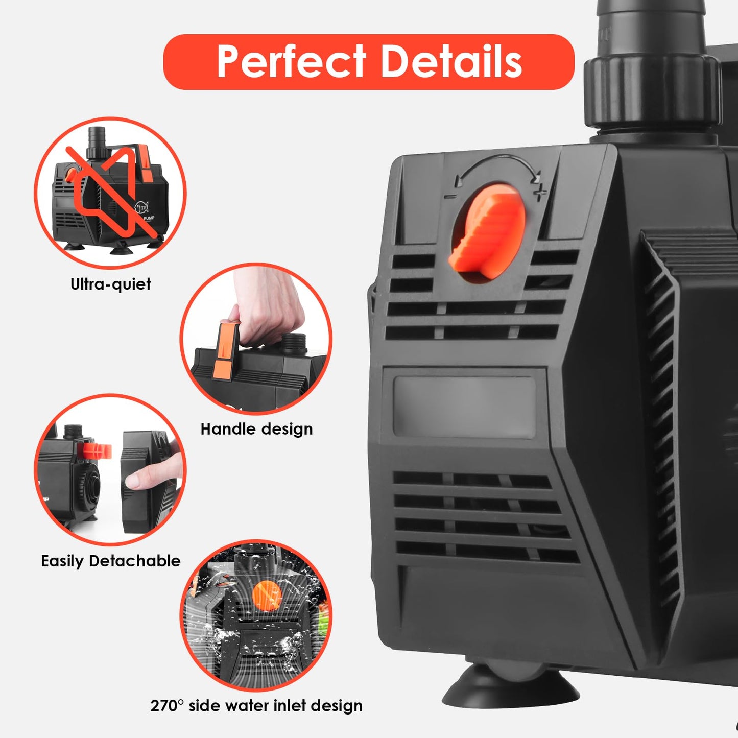 ITIY Submersible Water Pump Pond Pump, 30W 2000L/H Water Fountain Pump Aquarium Water Pump with Flow Control for Fish Tank, Waterfall, Filtration, Outdoor, Hydroponics