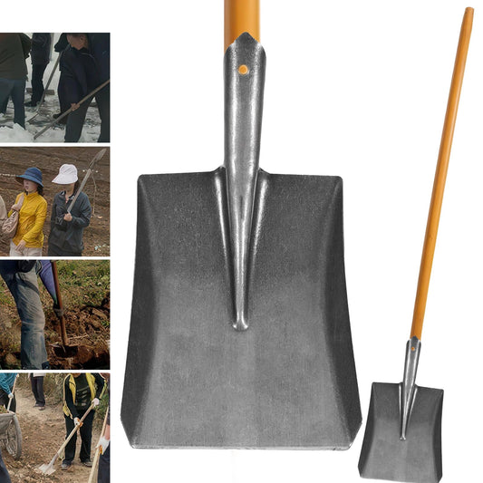 WY8 Ultimate Durability Shovel - Multifunctional Garden Shovel with Wooden Handle Heavy Duty Metal Shovel for Landscaping, Gardening, Contractor, DIY, Trenching, Outdoor Tasks (Square Shovel)