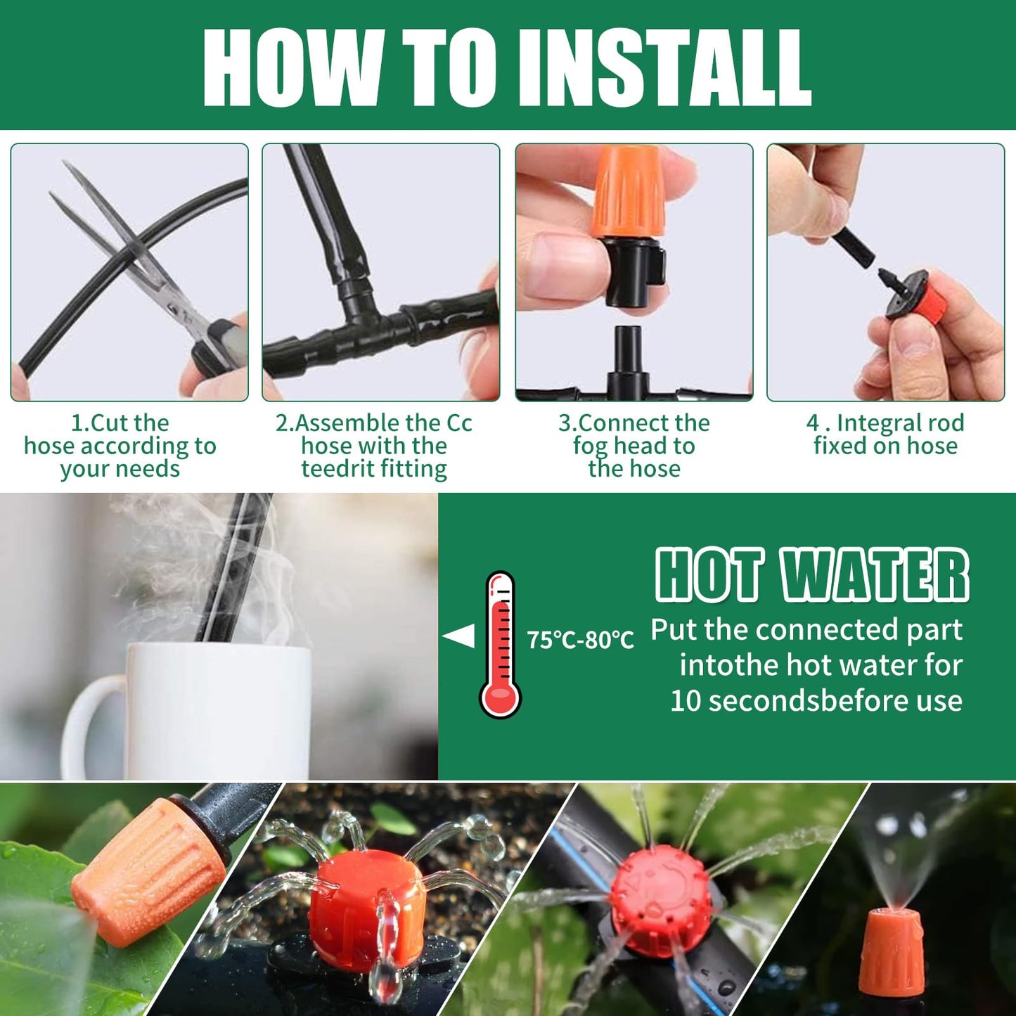 ZOUFRIDN 344 PCS Irrigation System Greenhouse Watering Systems,165FT/50M Drip Irrigation System, Automatic Irrigation System with Adjustable Nozzle Sprayer and Dripper Automatic for Lawn/Garden/Patio