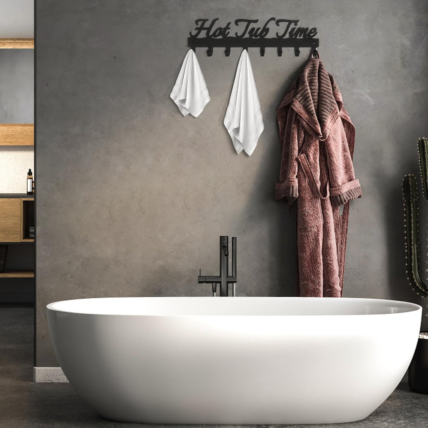 IBosins Towel Rack for Hot Tub Bathroom Towel Holder with 8 Hooks Towel Hanger Wall Mounted for Robes, Clothes, Towels - Hot Tub Accessories Outdoor