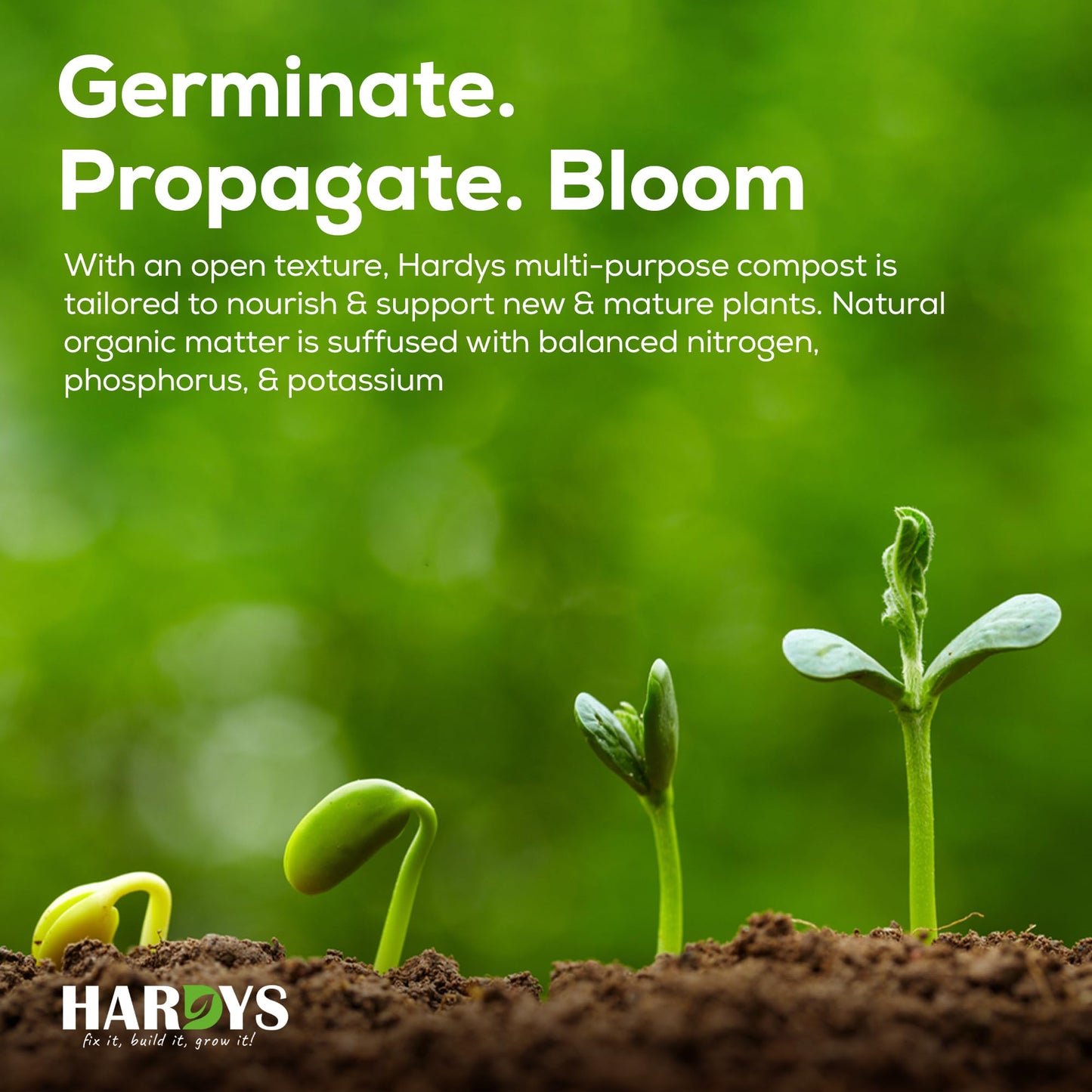 Hardys 60L Multi Purpose Compost - Potting & Seed Compost for Outdoor Plants | All Purpose Indoor Plants Potting | Nutrient Rich Fertiliser for Garden, Pots, Planter Beds