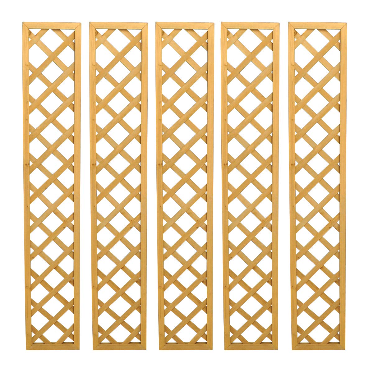 Selections Pack of 5 Wooden Framed Garden Trellis with Lattice Framework Fence Topper 180cm x 30cm