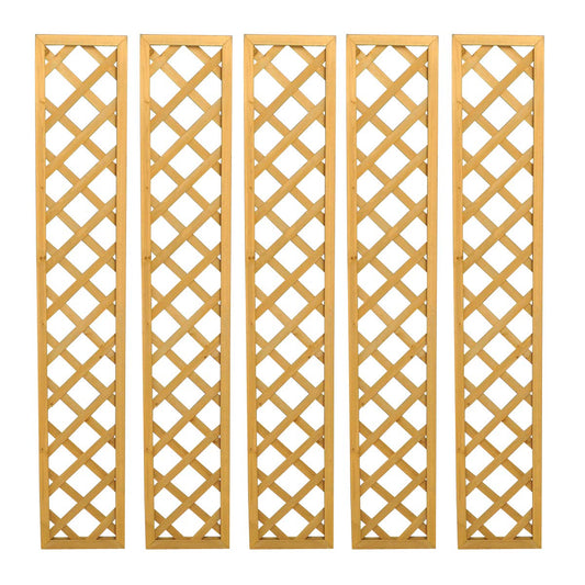 Selections Pack of 5 Wooden Framed Garden Trellis with Lattice Framework Fence Topper 180cm x 30cm