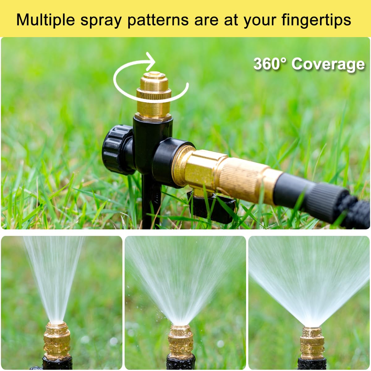 FANHAO Metal Lawn Sprinkler for Yard, 2 Pack Automatic Garden Water Sprinkler on Spike Base, Adjustable Brass Sprinkler Nozzle 360 Degree Large Area Coverage for Lawn Grass Patio Garden Irrigation
