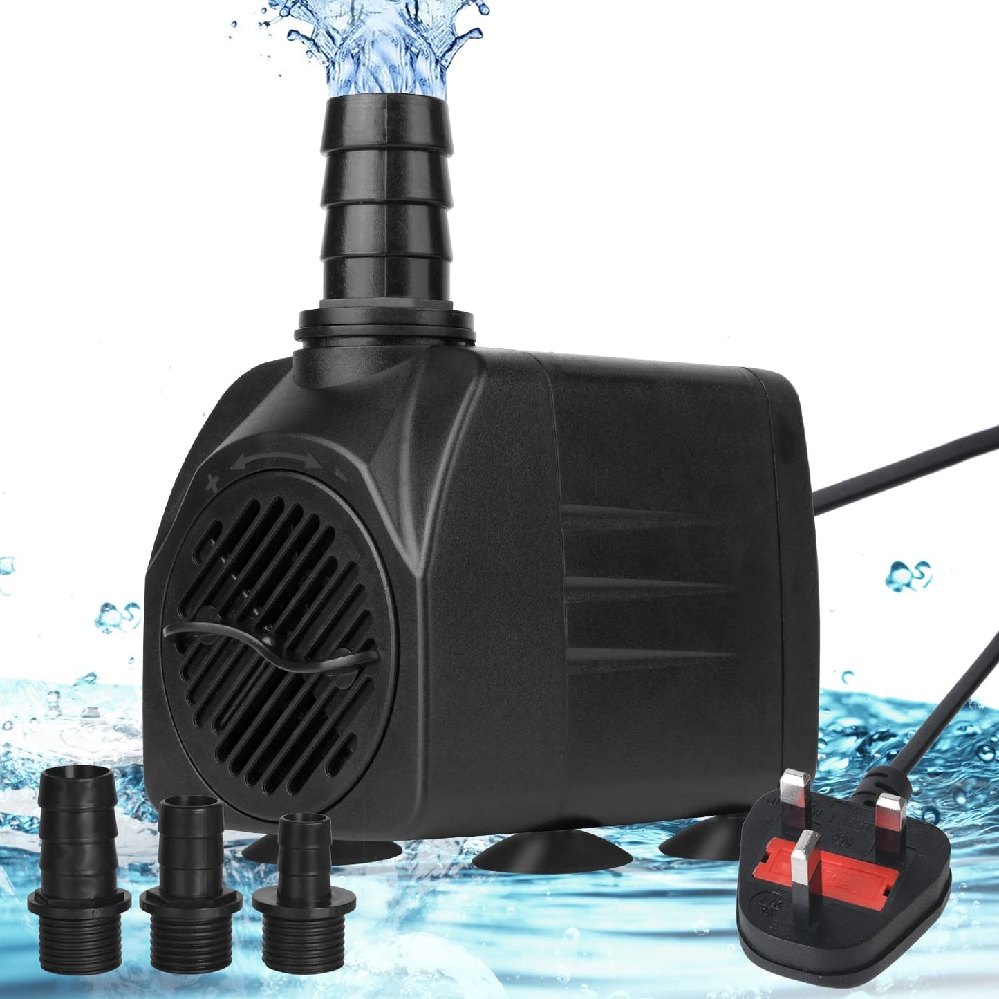 Flintronic Submersible Water Pump(25W 1500L/H), Ultra-Quiet Water Pump, 400Gph 2.2m/7.2ft High Lift Fountain Pump for Aquarium,Fish Tank,Statuary,Hydroponics,4 Suction Cup,1.4m Power Cord & 3 Nozzles