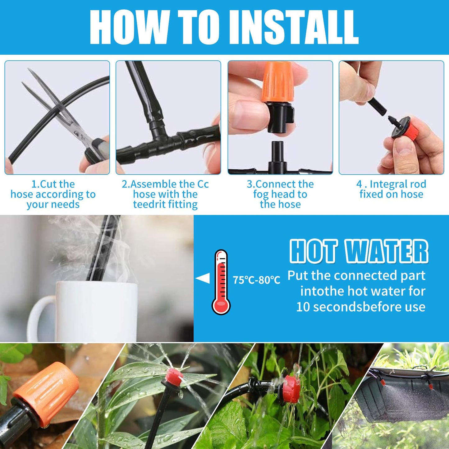 ZOUFRIDN 292 PCS Irrigation System Greenhouse Watering Systems,468FT/45M Drip Irrigation System, Automatic Irrigation System with Adjustable Nozzle Sprayer and Dripper Automatic for Lawn/Garden/Patio