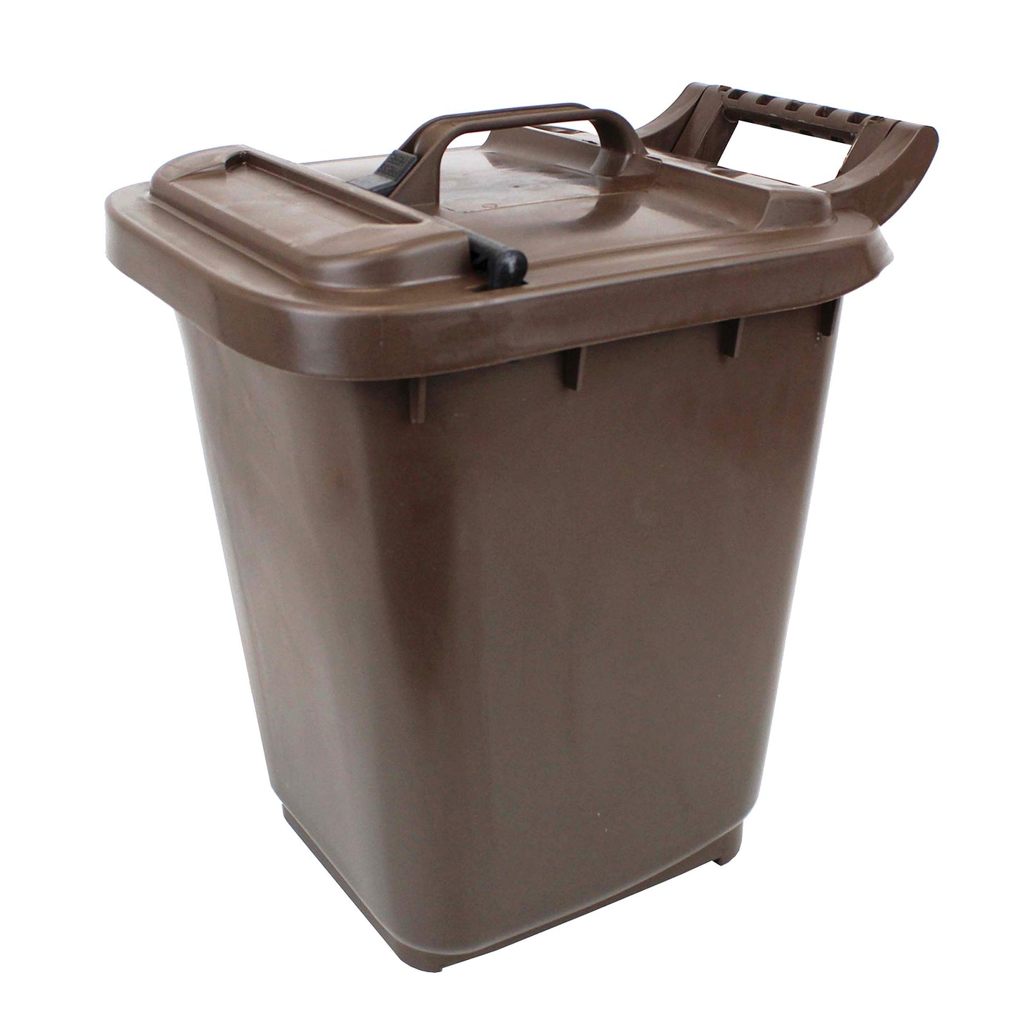 Kerbside Compost Caddy with Locking Lid - Brown - for Food Waste Recycling (23 Litre) - Plastic Bin with Composting Guide