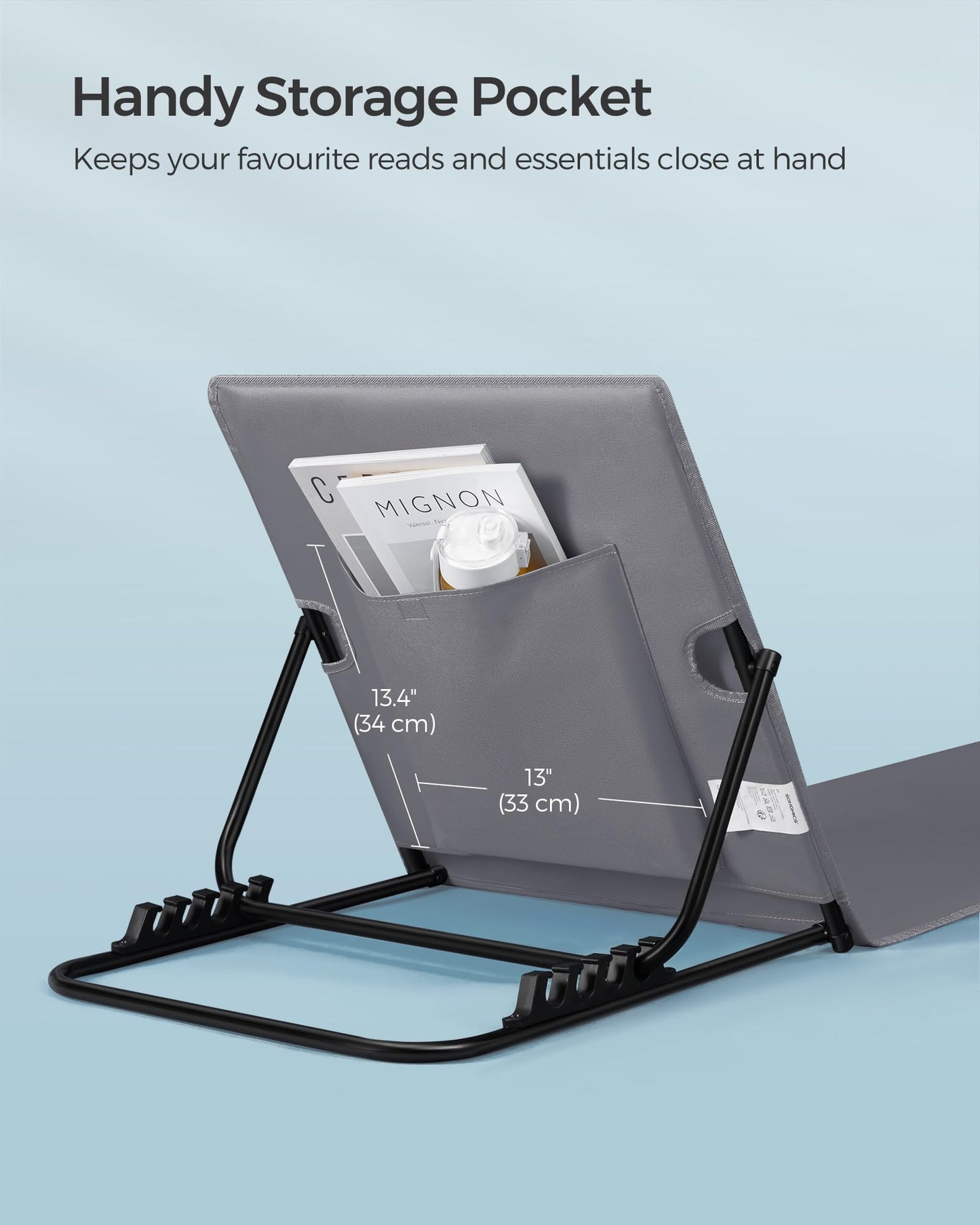 SONGMICS Set of 2 Folding Beach Sunloungers, Deck Beach Chairs Mats, Reclining Backrest, Lightweight Portable with Handle, for Camping Garden Pool, 158 x 55 cm, Slate Grey GCB251G01