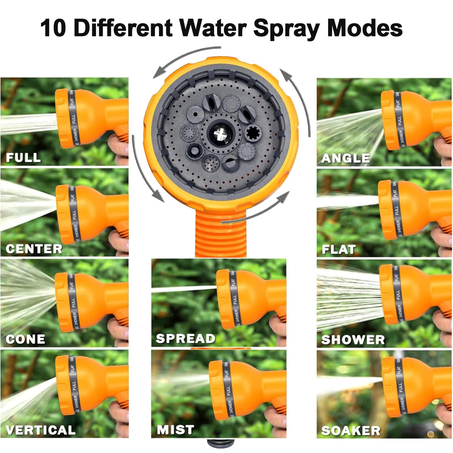 HOMOZE Hose Pipe Spray Gun 10 Spray Patterns Garden Hose Spray Gun, Light-Weight/Durable/Ease to Use Compact Lockable Multi-Task Hose Spray Gun