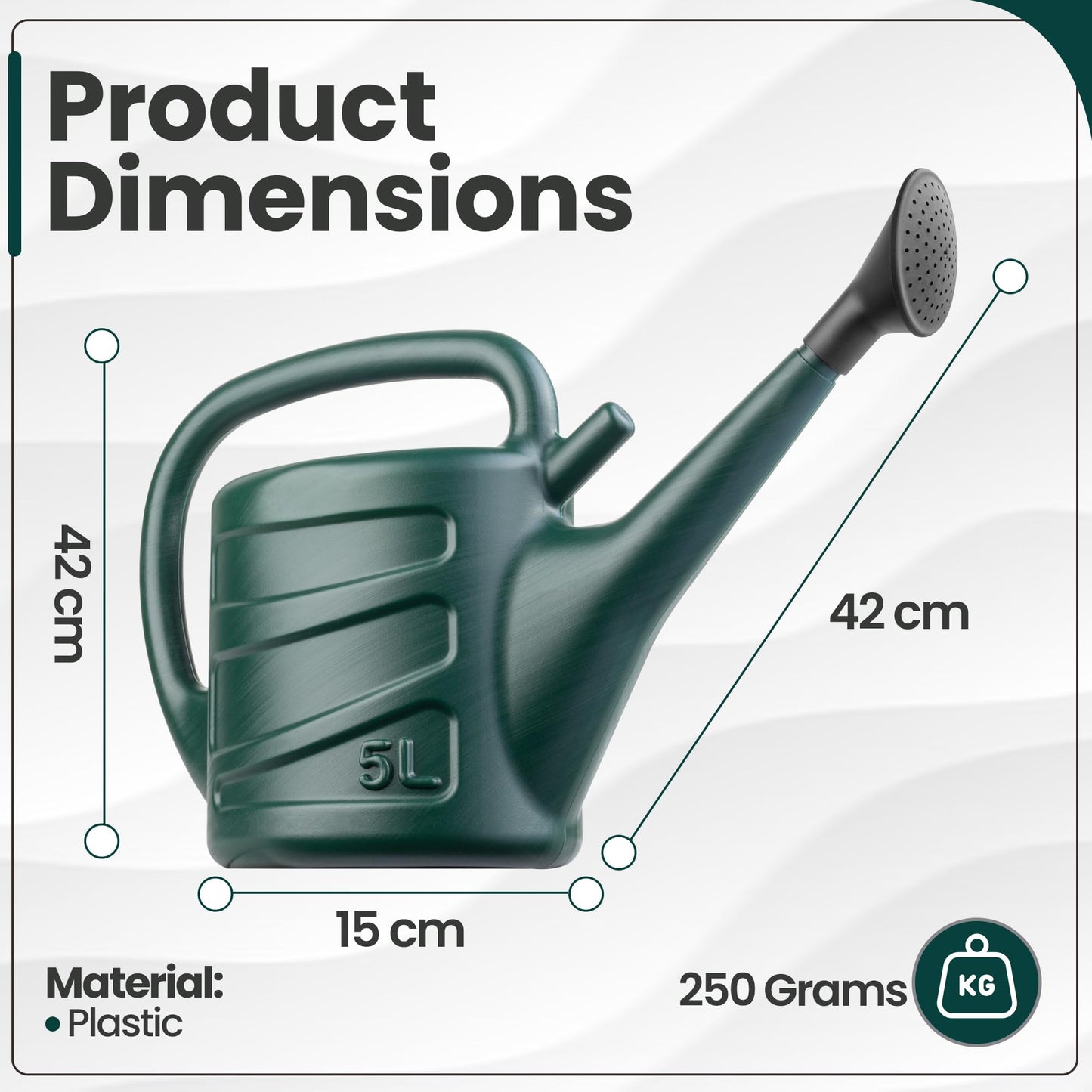 Hardys 10L Green Rose Watering Can - Outdoor & Indoor Watering Can with Detachable Sprinkler Rose Head, Long Spout Water Can for Houseplant & Garden Plants