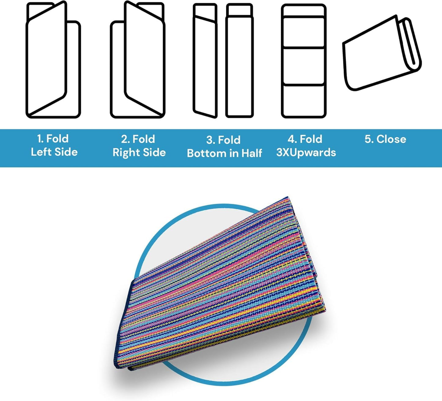 KZY LONDON Outdoor Rugs for Garden - Large Plastic Waterproof Mat 120x180 cm - Reversible Camping and Picnic Rugs - Perfect for Garden, Patio, Picnic, Decking - Stain And Water Resistant (Pink Blue)