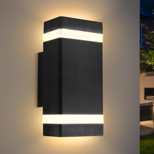 CANMEIJIA LED Wall Light, Outdoor Wall Lights Waterproof Outside Lights Porch Light Front Door Lamp Modern Aluminum Black 3000K Included 2 * 6W GU10 for Garden Hallway Bathroom etc