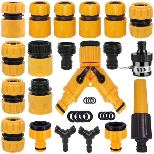 Garden Hose Connector Kit 20 Pack: Nozzle, Repair, Quick Connect, Y Splitter, Threaded Adapter, Male and Female Connectors, 2 Way Tap, Universal Faucet
