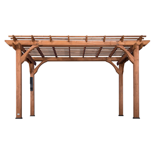 Backyard Discovery Wooden Pergola | Shelter for Patio, Veranda, Outdoor Garden Shade, Heavy Duty Metal Frame, Galvanized Steel Hardware, Waterproof, 100% Cedar Wood | 14ft x 10ft (4.3m x 3m)