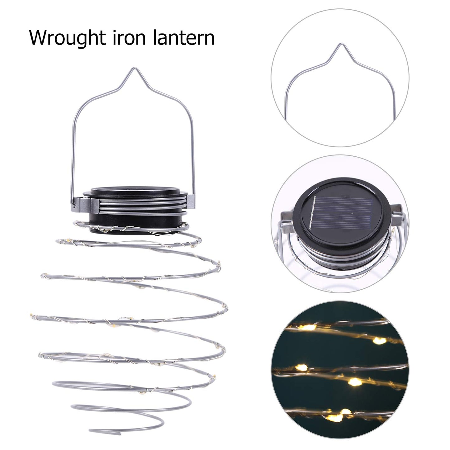 Coospy Solar LED Lanterns - 4pcs Spiral Solar Garden Lights, Waterproof Pendant Light for Outdoor, Patio, Porch