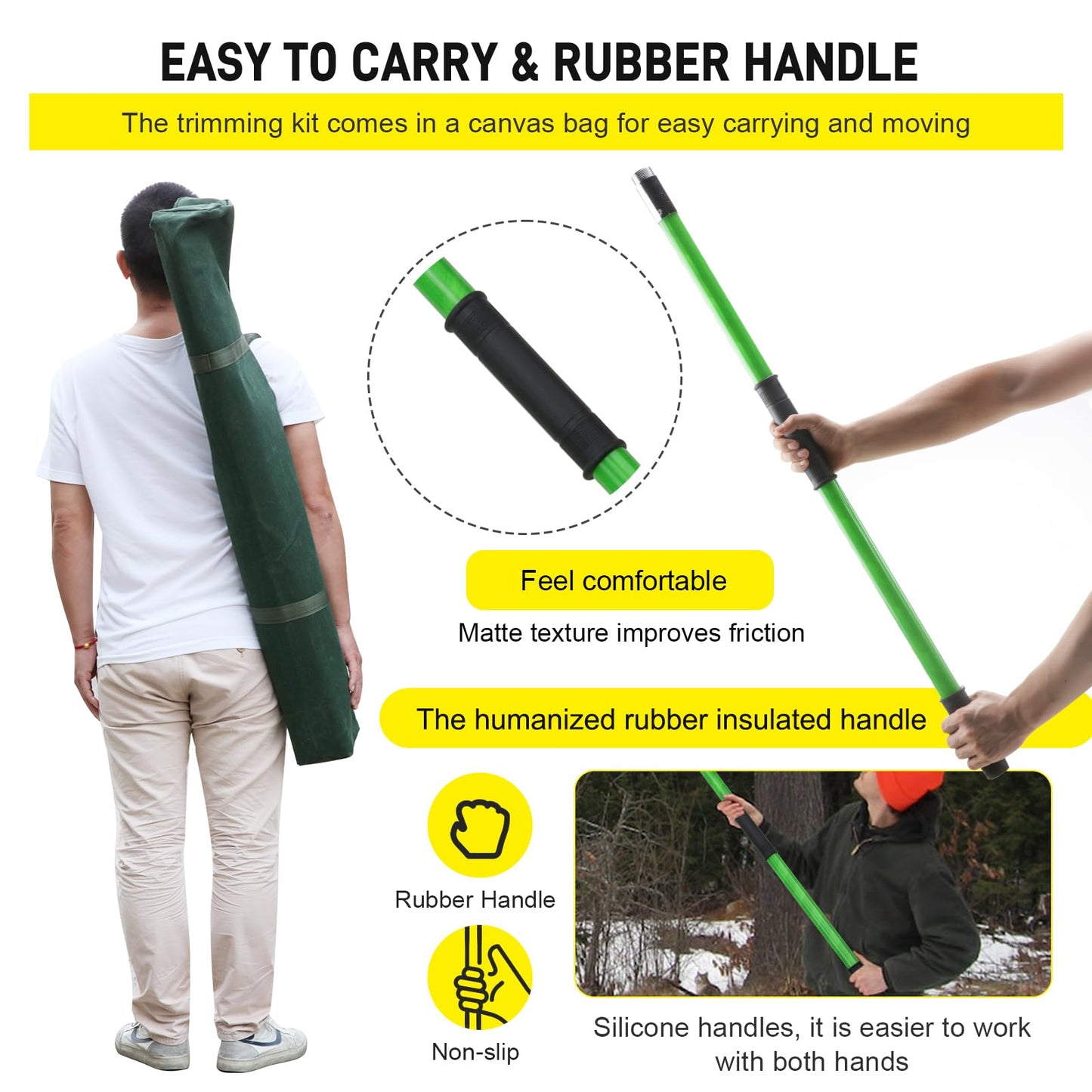 Pole Pruning Saw 26 Foot Long Handle Adjustable Length, Manual Pole Saw High Branch Scissors with Carry Bag and Sturdy Pole, Telescopic Tree Pruner Long Reach for Palm Oak High Branches